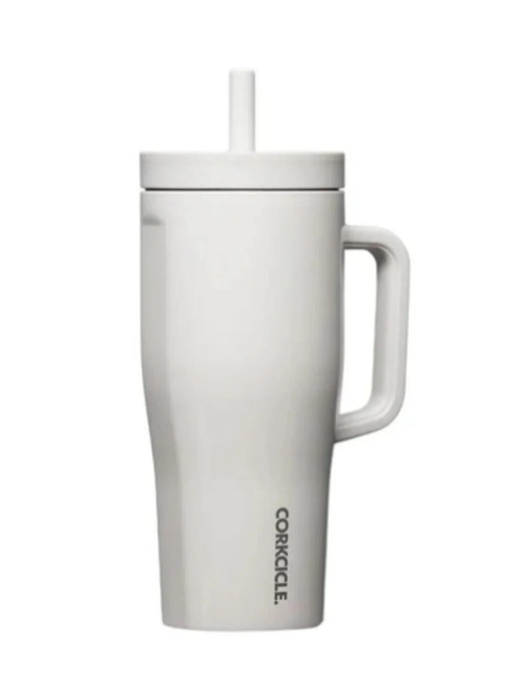 Corkcicle Gloss Oat Milk Travel Tumbler Handle & Straw - White Cruiser 22 Ounce